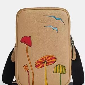 Coach, Tan Crossbody Bag with Whimsical Design